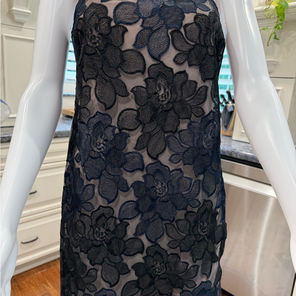 NWT EXPRESS Midnight Blue/ black Floral Lace dress Small - Picture 3 of 10